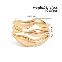 Thumbnail for Geometric Curved Hollow Wide Cuff Bangle Bracelet - ArtGalleryZen