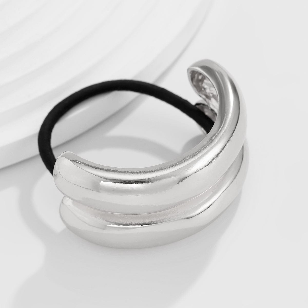 Geometric Curved Metallic Elastic Hair Tie - ArtGalleryZen