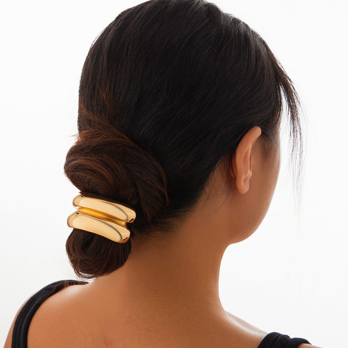 Geometric Curved Metallic Elastic Hair Tie