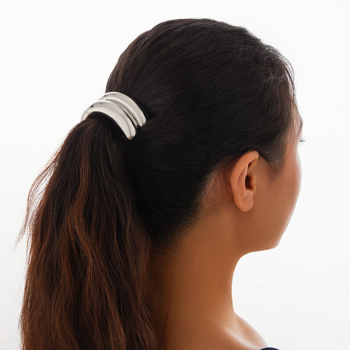 Geometric Curved Metallic Elastic Hair Tie