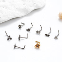 Thumbnail for Geometric CZ Inlaid Beads Nose Piercing Nose Stud - ArtGalleryZen