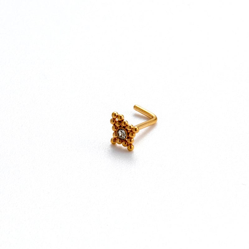 Geometric CZ Inlaid Beads Nose Piercing Nose Stud - ArtGalleryZen