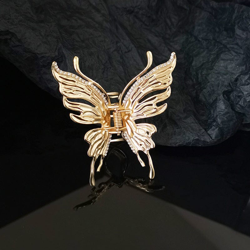 Geometric CZ Inlaid Hollow Butterfly Hair Claw Clip - ArtGalleryZen