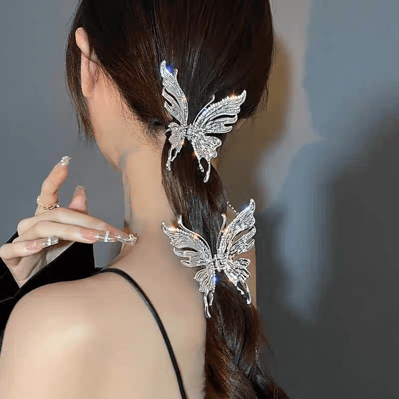 Geometric CZ Inlaid Hollow Butterfly Hair Claw Clip - ArtGalleryZen