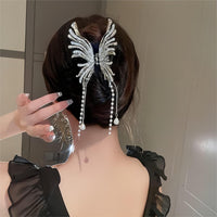 Thumbnail for Geometric CZ Inlaid Pearl Chain Tassel Butterfly Chignon Claw Clip Hair Clip - ArtGalleryZen