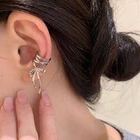 Thumbnail for Geometric CZ Inliad Ribbon Bowknot Ear Wrap Earrings - ArtGalleryZen