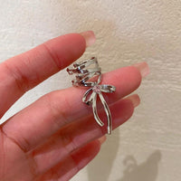 Thumbnail for Geometric CZ Inliad Ribbon Bowknot Ear Wrap Earrings - ArtGalleryZen