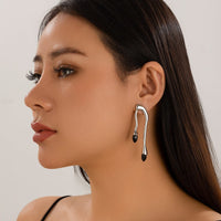 Thumbnail for Geometric Dainty Pearl Crystal Flow Lava Earrings