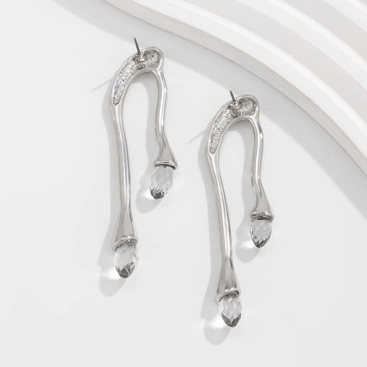 Geometric Dainty Pearl Crystal Flow Lava Earrings