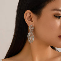 Thumbnail for Geometric Dangling Spiral Oval Stud Earrings - ArtGalleryZen