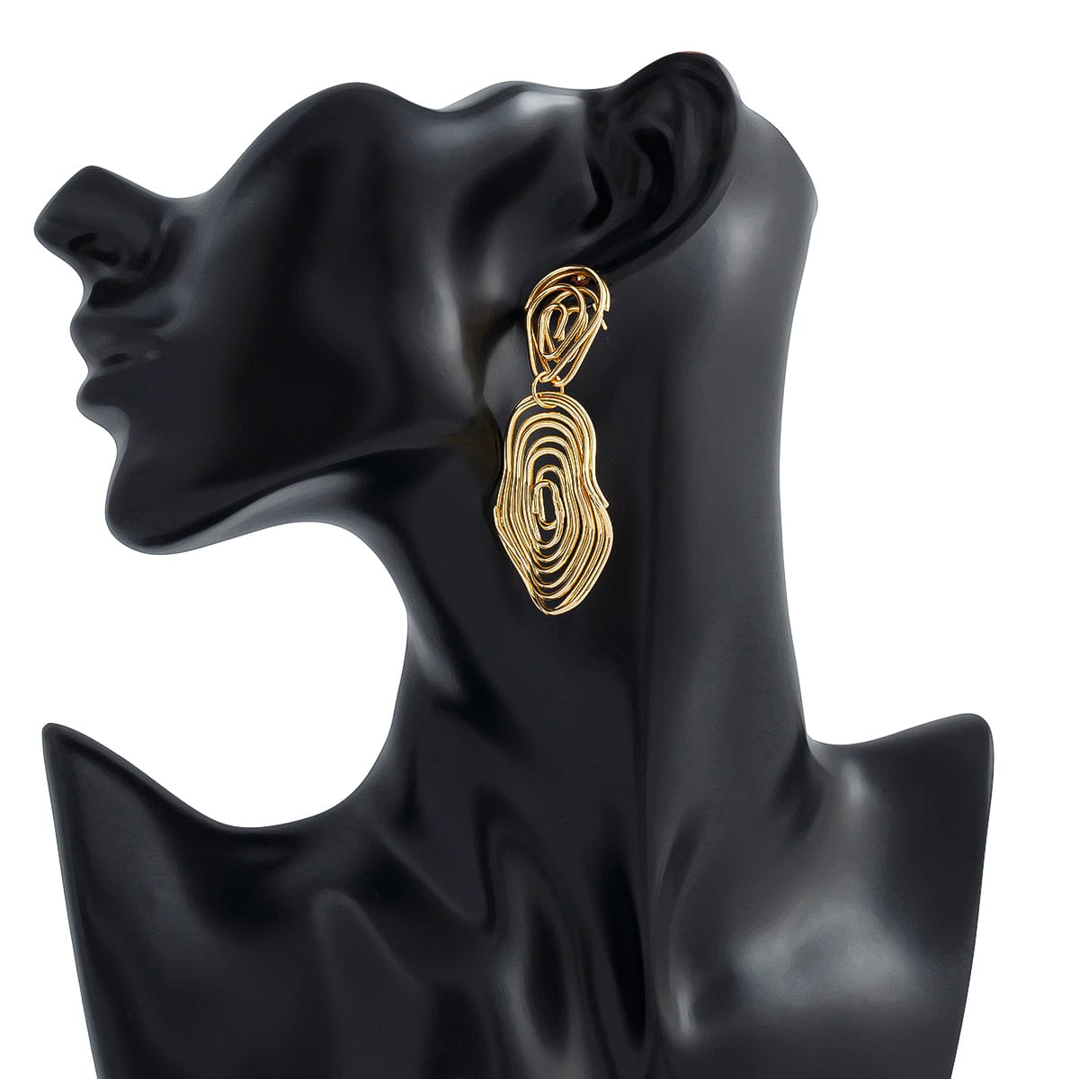 Geometric Dangling Spiral Oval Stud Earrings - ArtGalleryZen