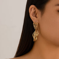 Thumbnail for Geometric Dangling Spiral Oval Stud Earrings - ArtGalleryZen