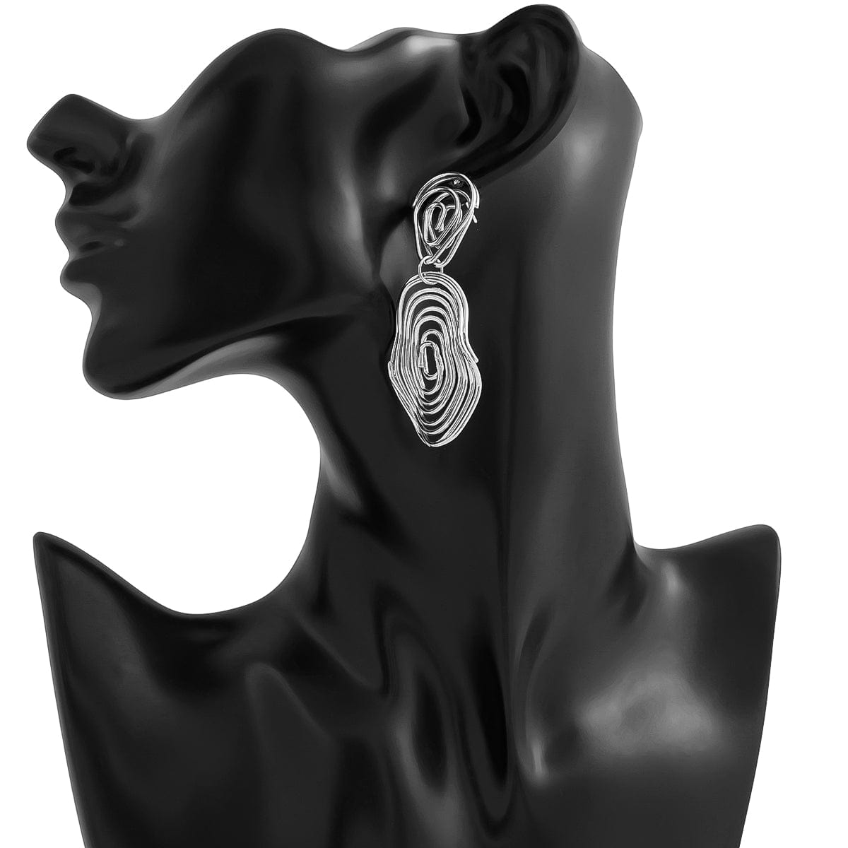 Geometric Dangling Spiral Oval Stud Earrings - ArtGalleryZen