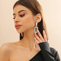 Thumbnail for Geometric Double Oval Link Dangle Earrings - ArtGalleryZen