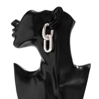 Thumbnail for Geometric Double Oval Link Dangle Earrings - ArtGalleryZen