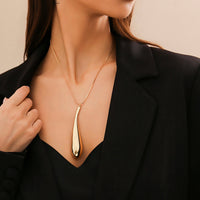 Thumbnail for Geometric Elegant Gold Sliver Waterdrop pendant Necklace - ArtGalleryZen