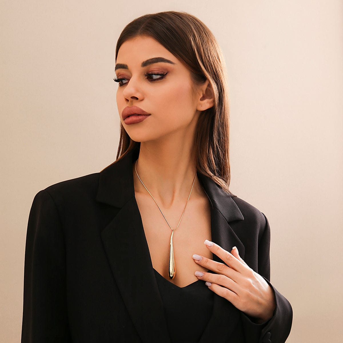 Geometric Elegant Gold Sliver Waterdrop pendant Necklace - ArtGalleryZen