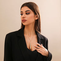 Thumbnail for Geometric Elegant Gold Sliver Waterdrop pendant Necklace - ArtGalleryZen