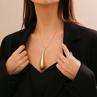 Thumbnail for Geometric Elegant Gold Sliver Waterdrop pendant Necklace - ArtGalleryZen