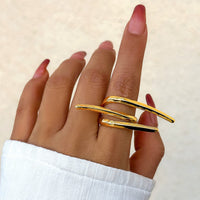 Thumbnail for Geometric Exaggerated Layered Lines Ring