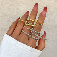 Thumbnail for Geometric Exaggerated Layered Lines Ring