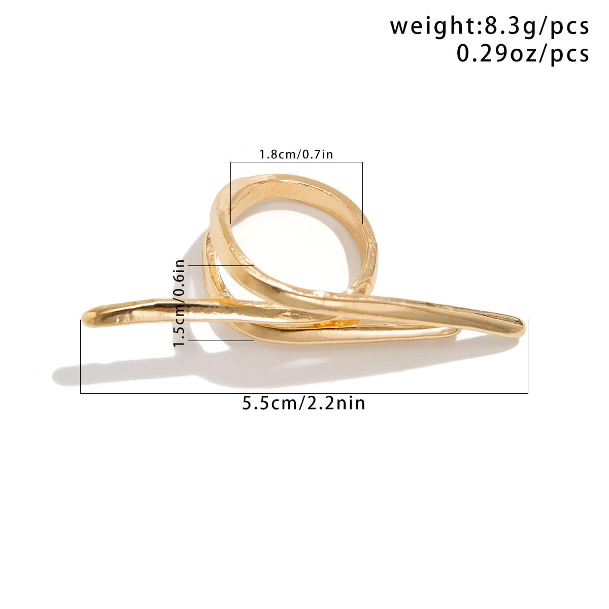 Geometric Exaggerated Layered Lines Ring