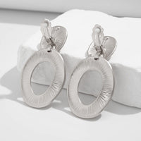 Thumbnail for Geometric Frosted Gold Silver Tone Hoop Dangle Earrings - ArtGalleryZen
