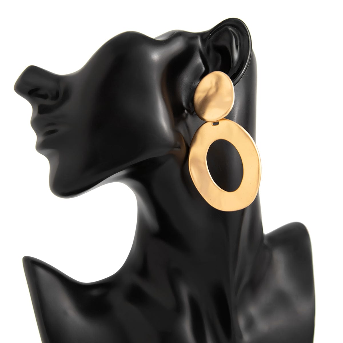 Geometric Frosted Gold Silver Tone Hoop Dangle Earrings - ArtGalleryZen