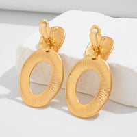 Thumbnail for Geometric Frosted Gold Silver Tone Hoop Dangle Earrings - ArtGalleryZen