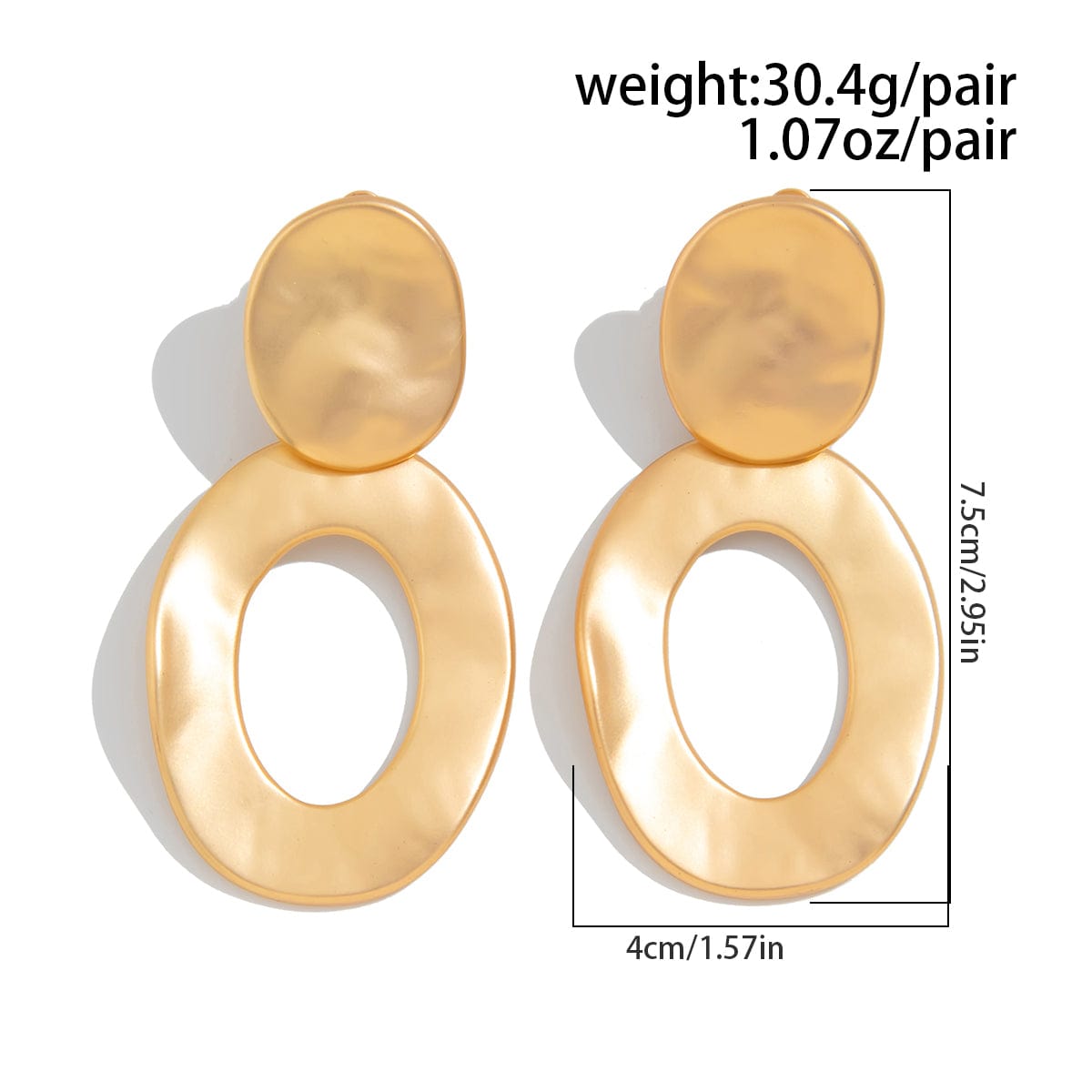 Geometric Frosted Gold Silver Tone Hoop Dangle Earrings - ArtGalleryZen