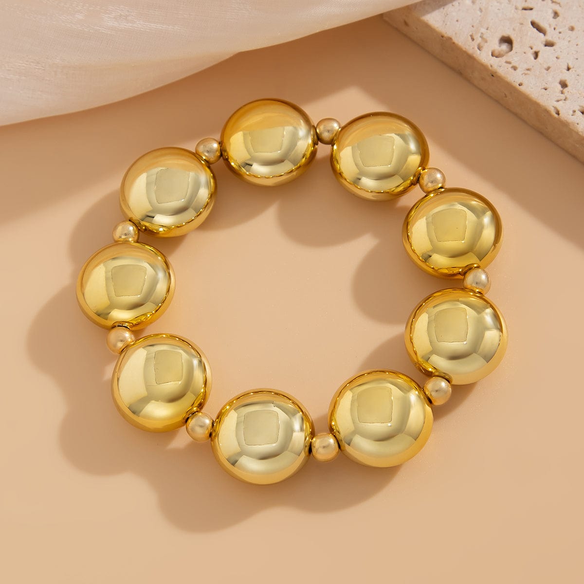 Geometric Glossy Flat Round Bead Necklace Bracelet