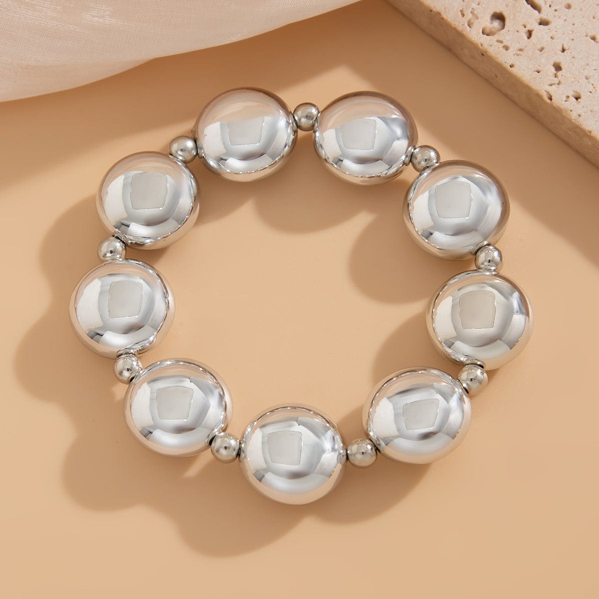 Geometric Glossy Flat Round Bead Necklace Bracelet