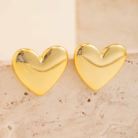 Thumbnail for Chic Gold Plated Glossy Large Heart Earrings - ArtGalleryZen