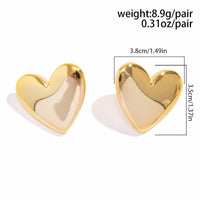 Thumbnail for Chic Gold Plated Glossy Large Heart Earrings - ArtGalleryZen