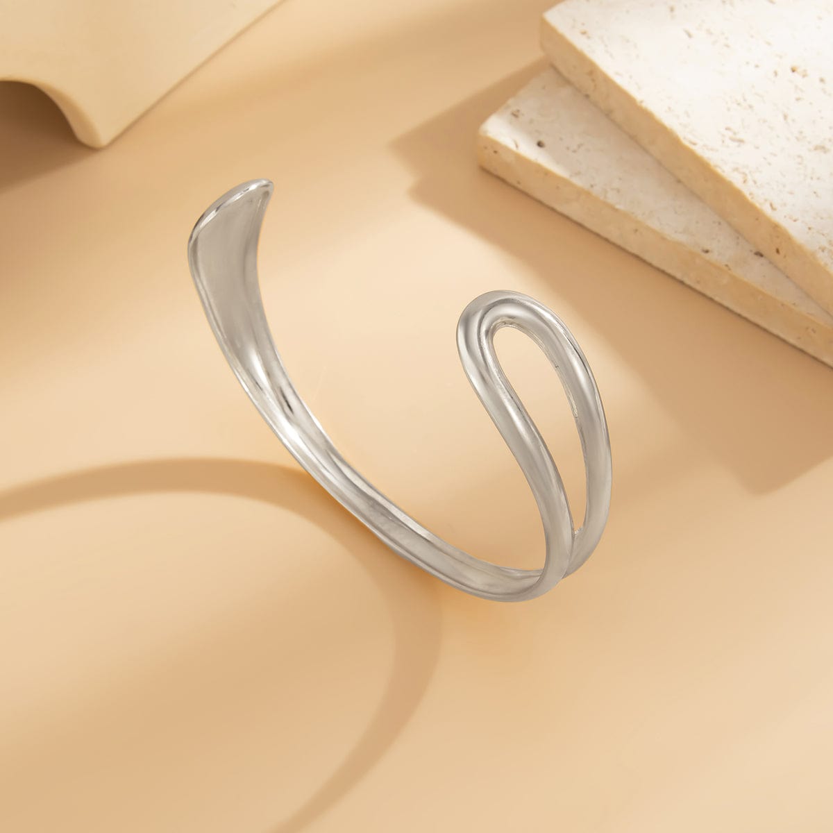 Geometric Glossy Hollow Arm Cuff - ArtGalleryZen