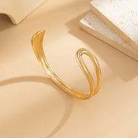 Thumbnail for Geometric Glossy Hollow Arm Cuff - ArtGalleryZen