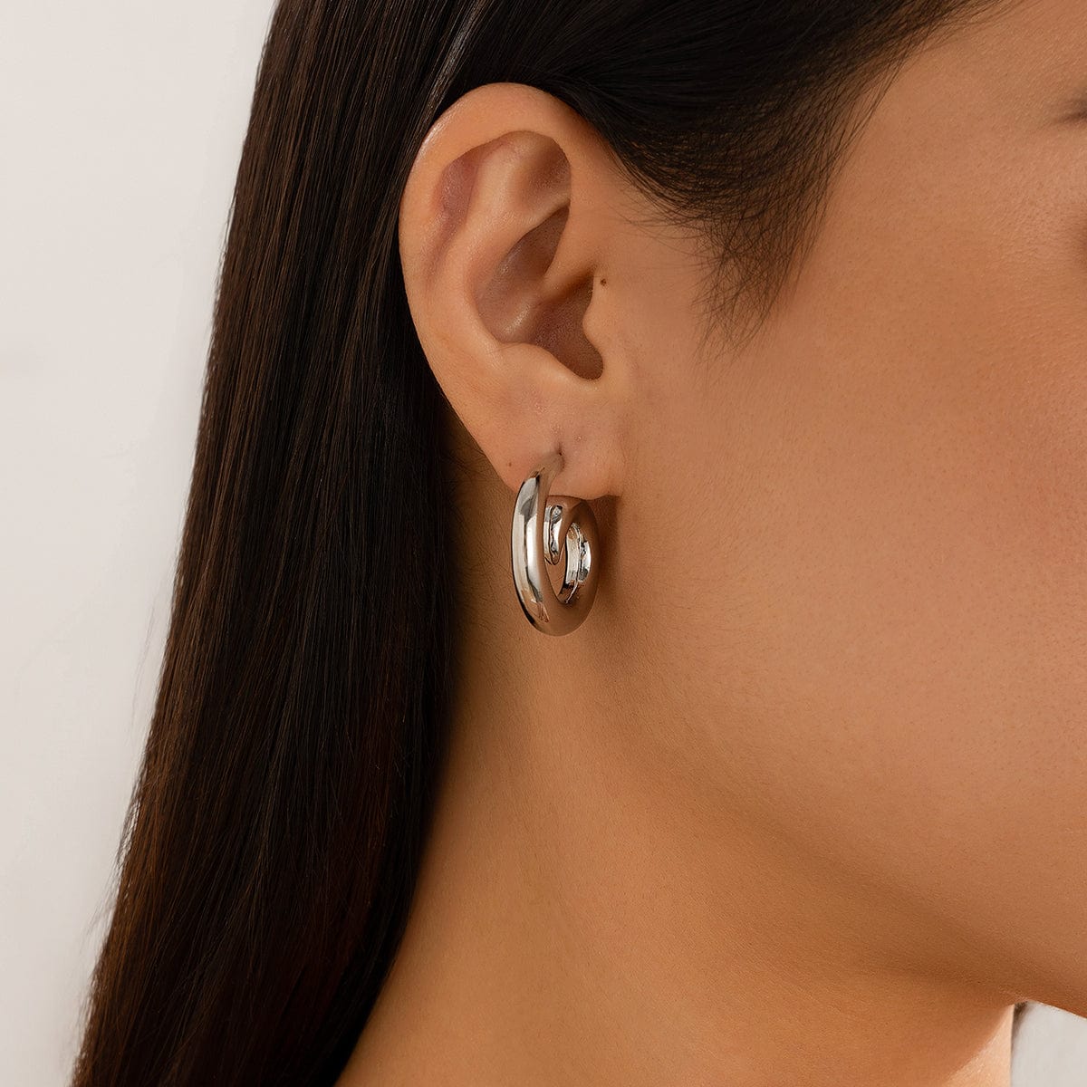 Geometric Glossy Spiral Stud Earrings