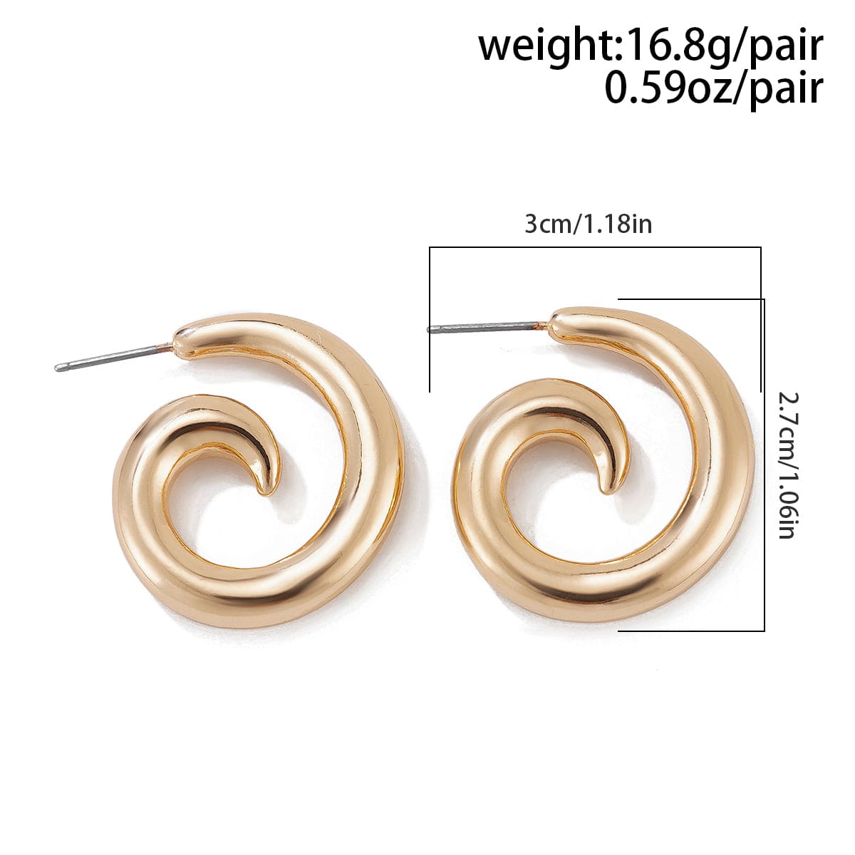 Geometric Glossy Spiral Stud Earrings