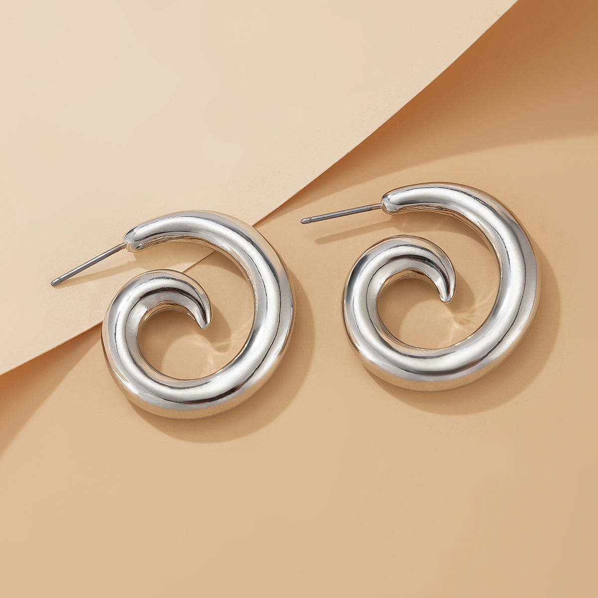 Geometric Glossy Spiral Stud Earrings