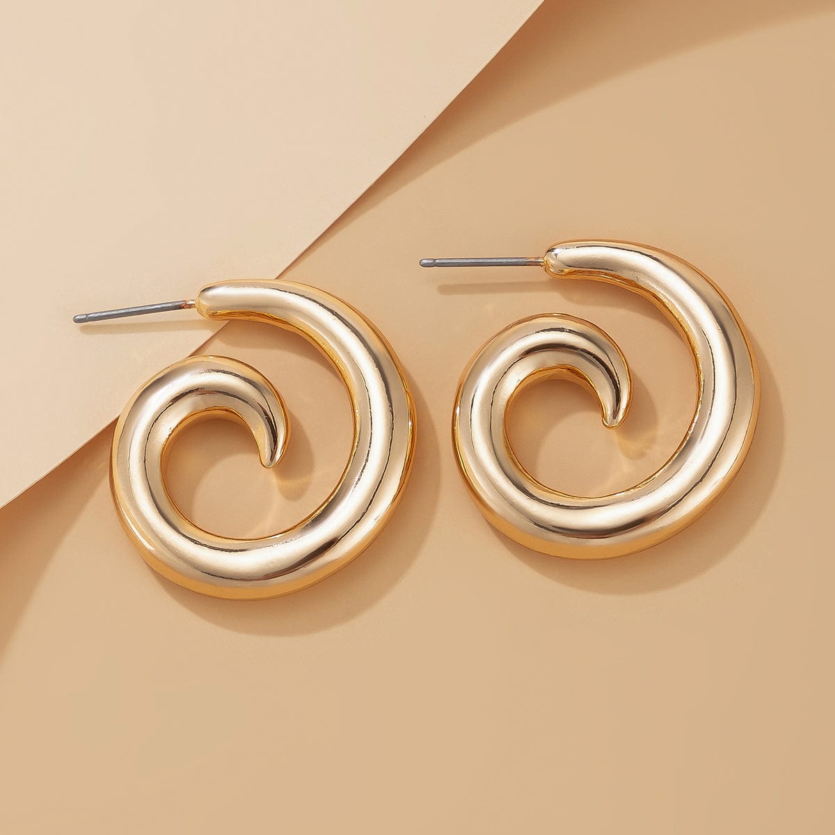 Geometric Glossy Spiral Stud Earrings