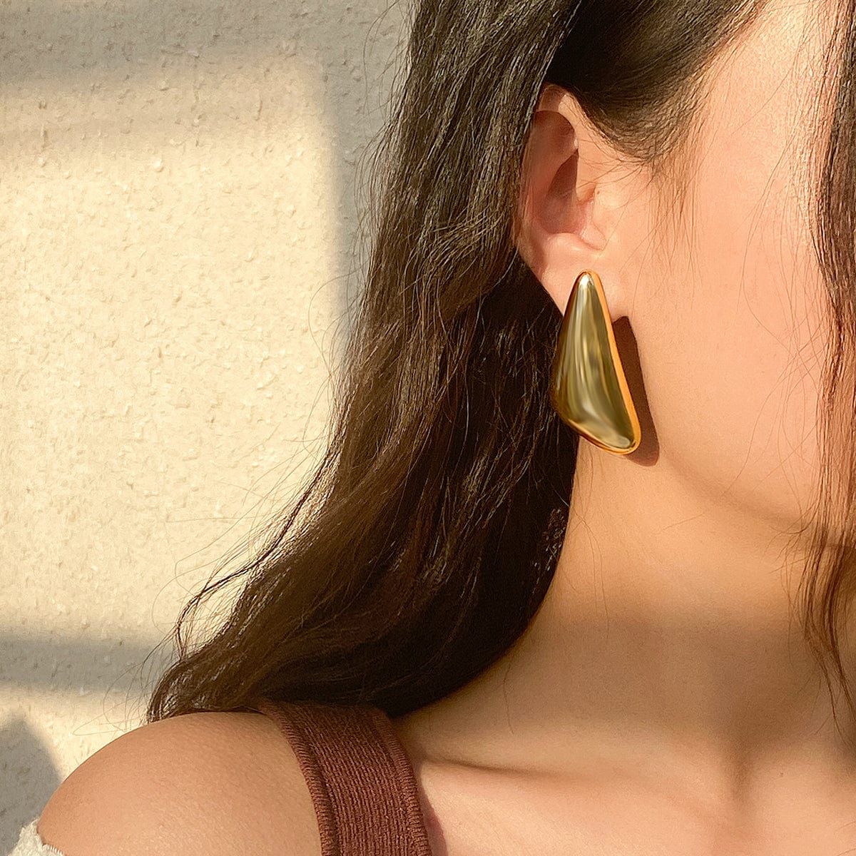 Geometric Glossy Triangle Dangle Earrings - ArtGalleryZen