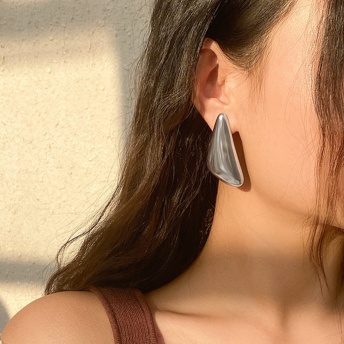 Geometric Glossy Triangle Dangle Earrings - ArtGalleryZen