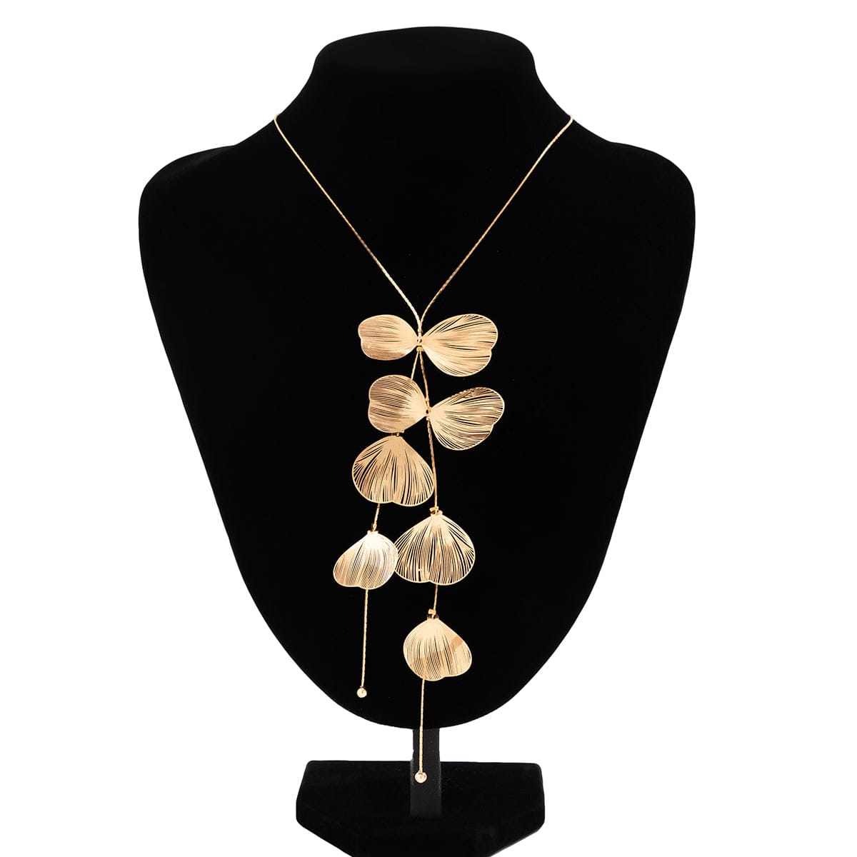 Geometric Gold Plated Leaf Pendant Y Necklace - ArtGalleryZen