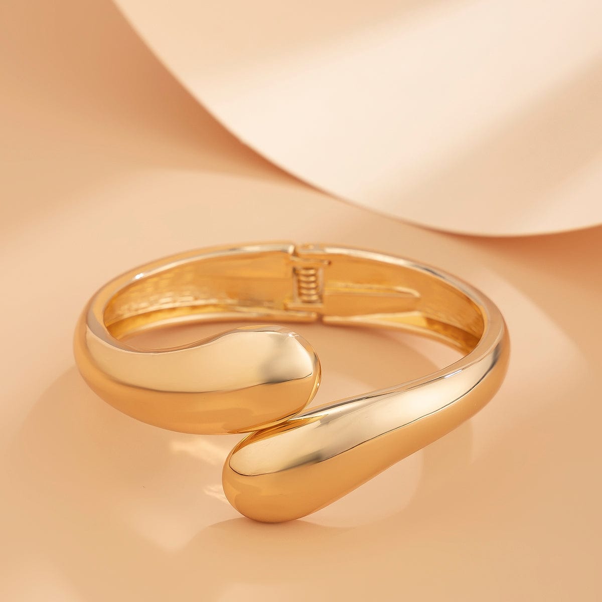 Geometric Gold Silver Plated Curved Bangle Bracelet Set - ArtGalleryZen
