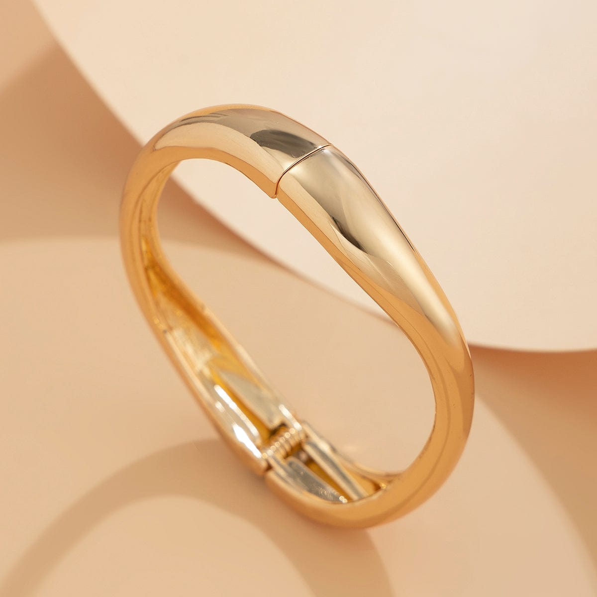 Geometric Gold Silver Plated Curved Bangle Bracelet Set - ArtGalleryZen