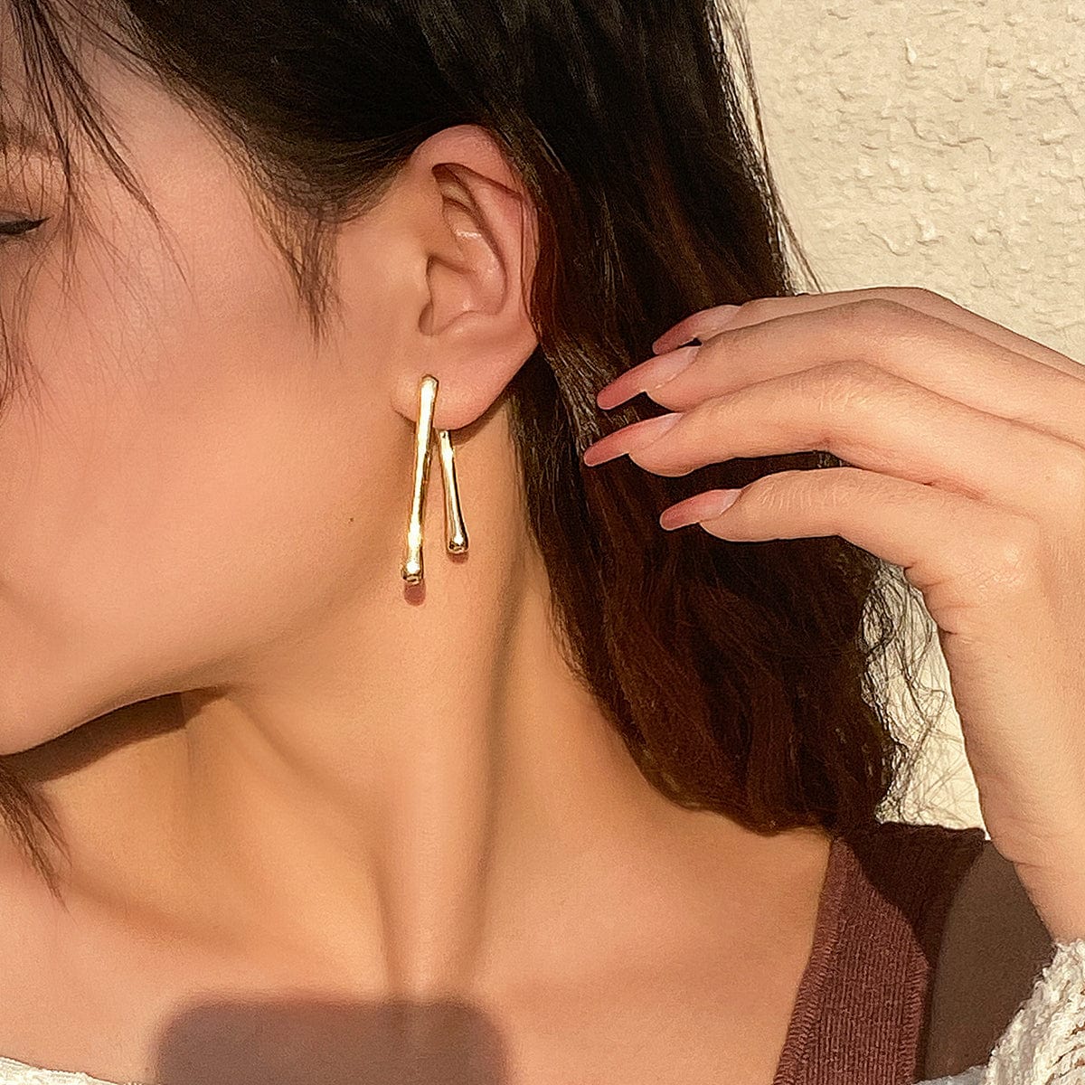 Geometric Gold Silver Plated Flow Waterdrop Earrings - ArtGalleryZen