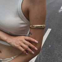 Thumbnail for Geometric Gold Silver Plated Glossy Arm Cuff - ArtGalleryZen