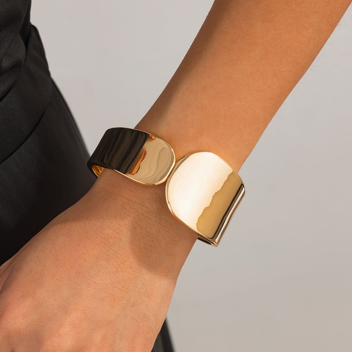 Geometric Gold Silver Plated Glossy Bangle Bracelet