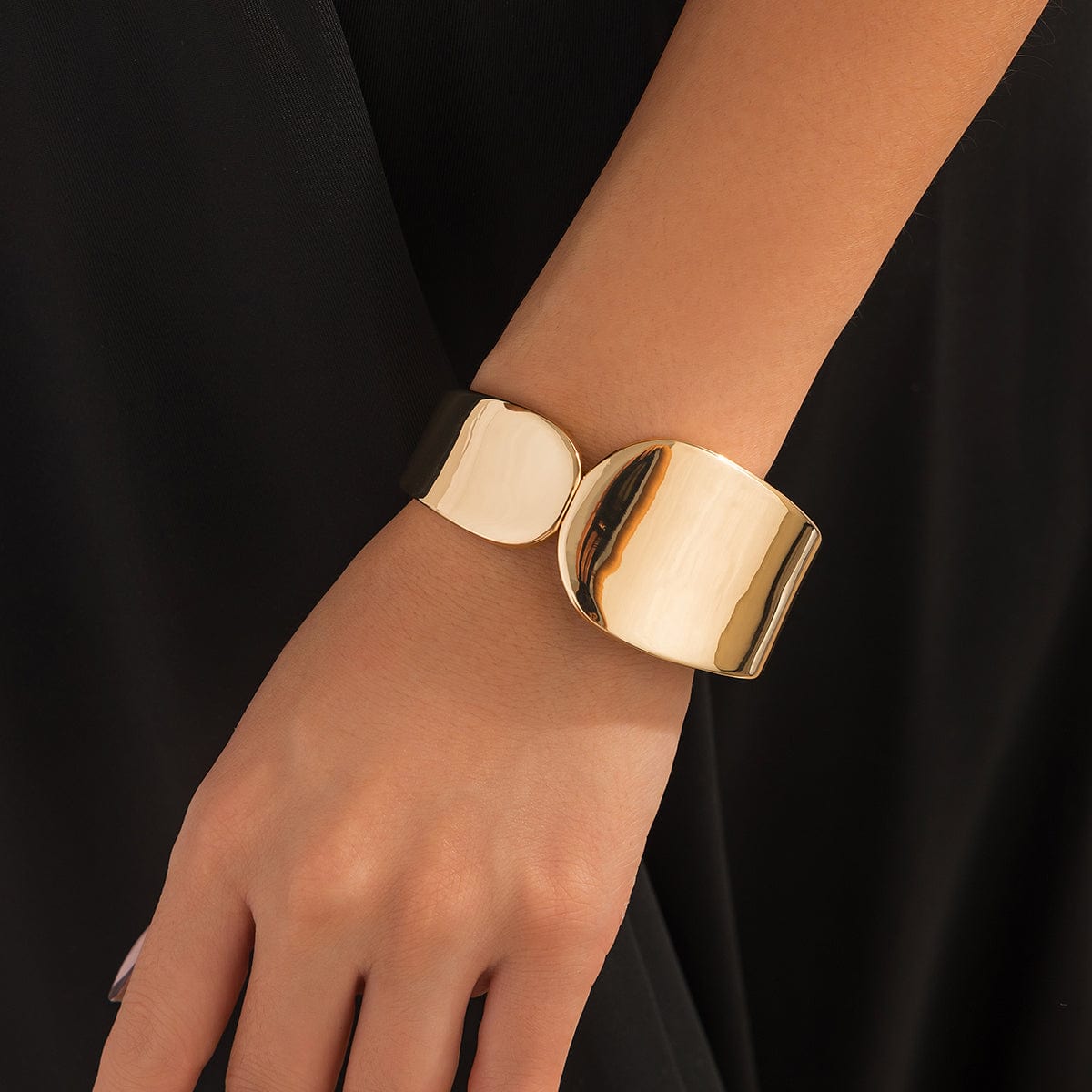 Geometric Gold Silver Plated Glossy Bangle Bracelet