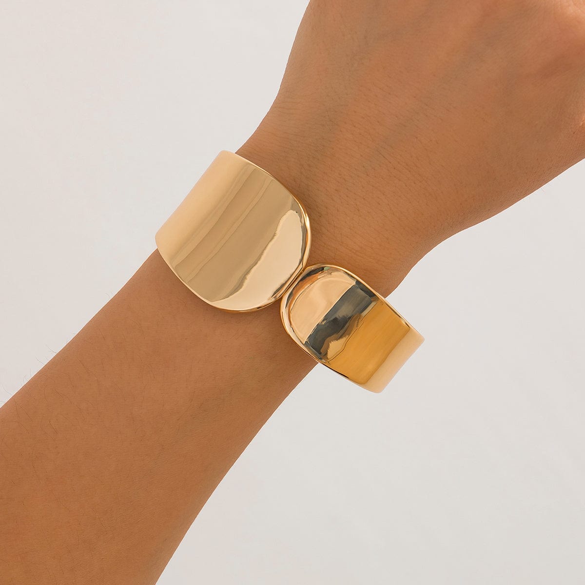 Geometric Gold Silver Plated Glossy Bangle Bracelet